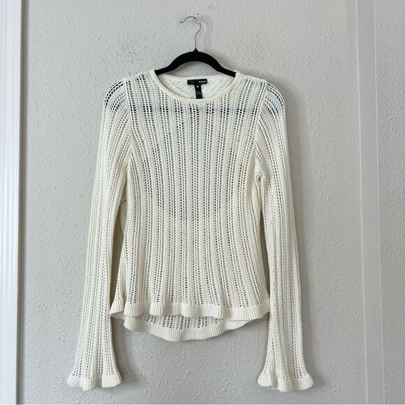 Aqua Women’s Cut Out Knit Sweater Size Medium Ivory - Picture 6 of 6